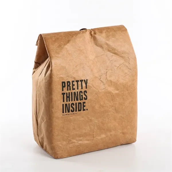 Waterproof Insulated Kraft Paper Lunch Bags With 2 Buckles