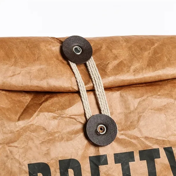 Waterproof Insulated Kraft Paper Lunch Bags With 2 Buckles