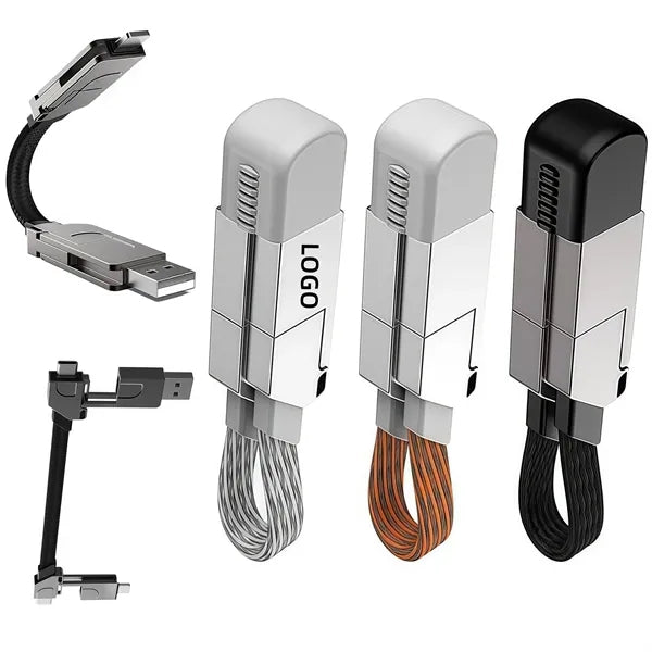 60W 6 in 1 Charging Cable for Travel Portable Keyring