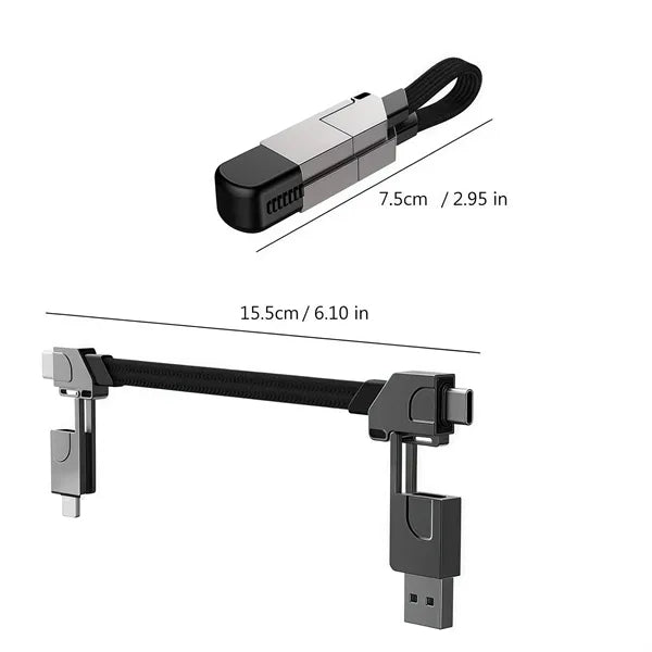 60W 6 in 1 Charging Cable for Travel Portable Keyring
