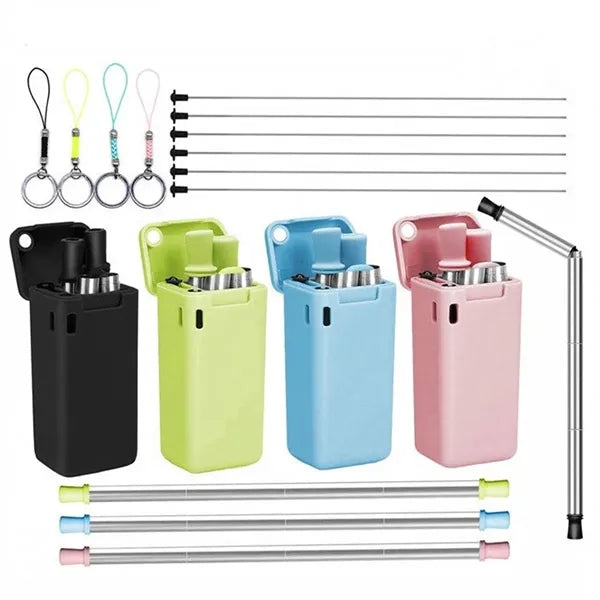 Folding telescopic straw