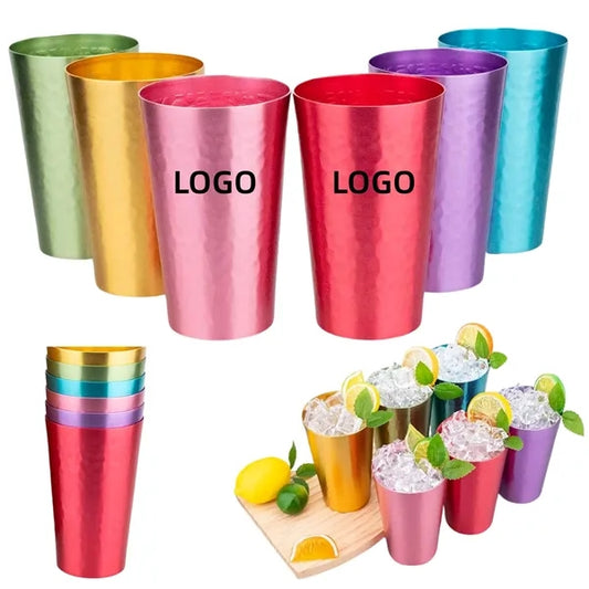 15oz Aluminum Metal Anodized Hammered Drinking Cup