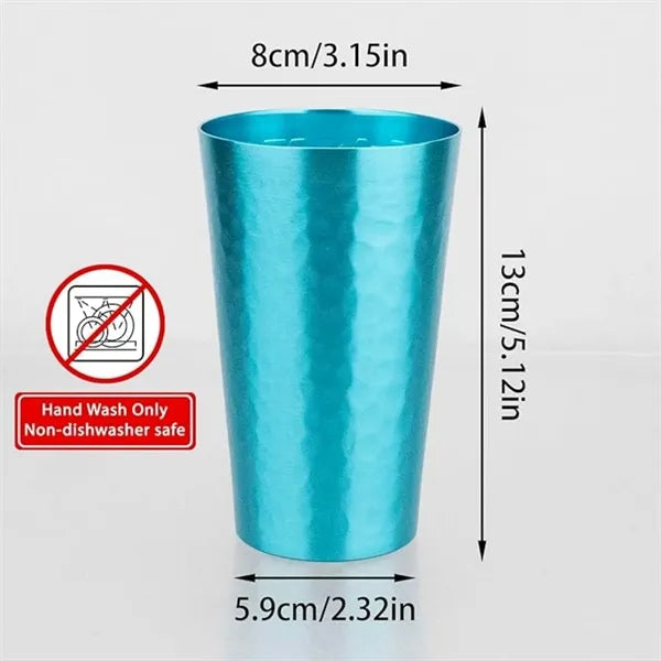 15oz Aluminum Metal Anodized Hammered Drinking Cup