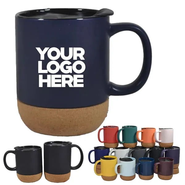 12 OZ Cork-Bottomed Ceramic Cups For Halloween Christmas