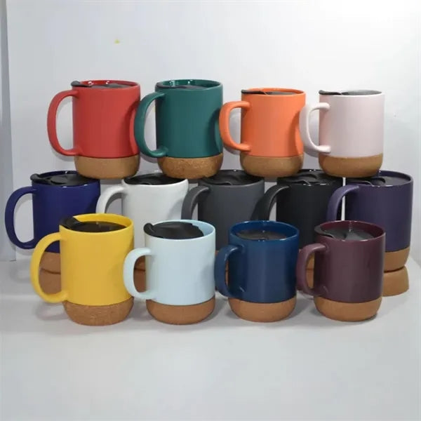 12 OZ Cork-Bottomed Ceramic Cups For Halloween Christmas