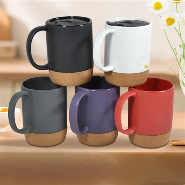 12 OZ Cork-Bottomed Ceramic Cups For Halloween Christmas