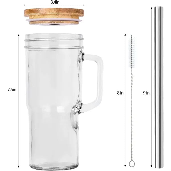 24OZ Glass Tumbler with Lid and Straw