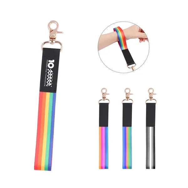 Polyester Wrist Lanyard Strap Keychain W/ Swivel Hook
