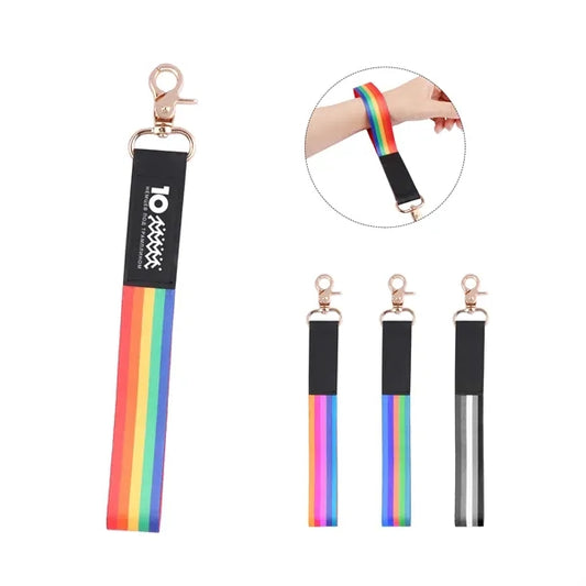 Polyester Wrist Lanyard Strap Keychain W/ Swivel Hook
