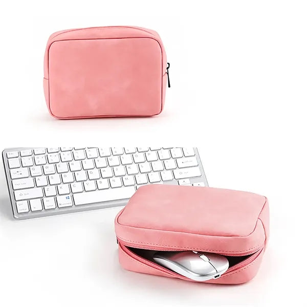 Leather Travel Data Cable Storage Bag Powerbank Organizer
