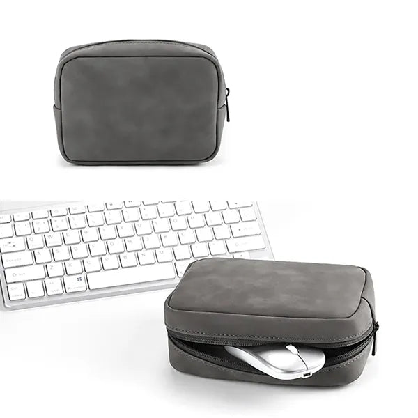 Leather Travel Data Cable Storage Bag Powerbank Organizer