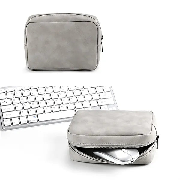 Leather Travel Data Cable Storage Bag Powerbank Organizer