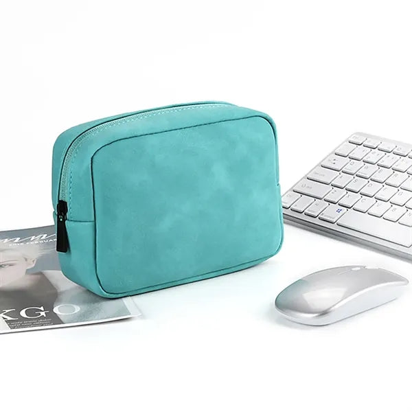 Leather Travel Data Cable Storage Bag Powerbank Organizer