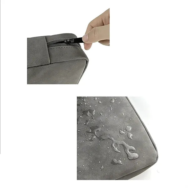 Leather Travel Data Cable Storage Bag Powerbank Organizer