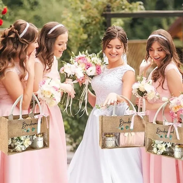 Jute Tote With Clear Window For Wedding Gifts