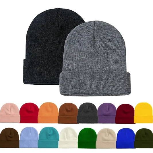 Unisex Winter Knitted Round Top No Brim Warm Hat