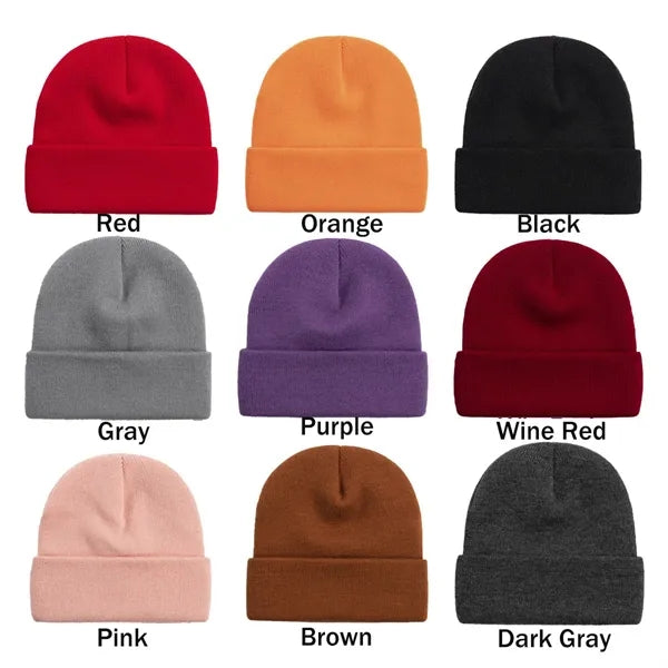 Unisex Winter Knitted Round Top No Brim Warm Hat