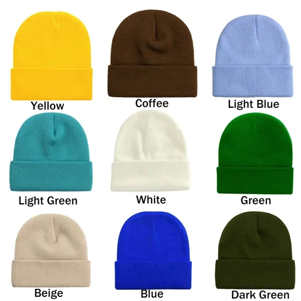 Unisex Winter Knitted Round Top No Brim Warm Hat