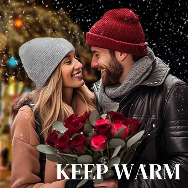 Unisex Winter Knitted Round Top No Brim Warm Hat