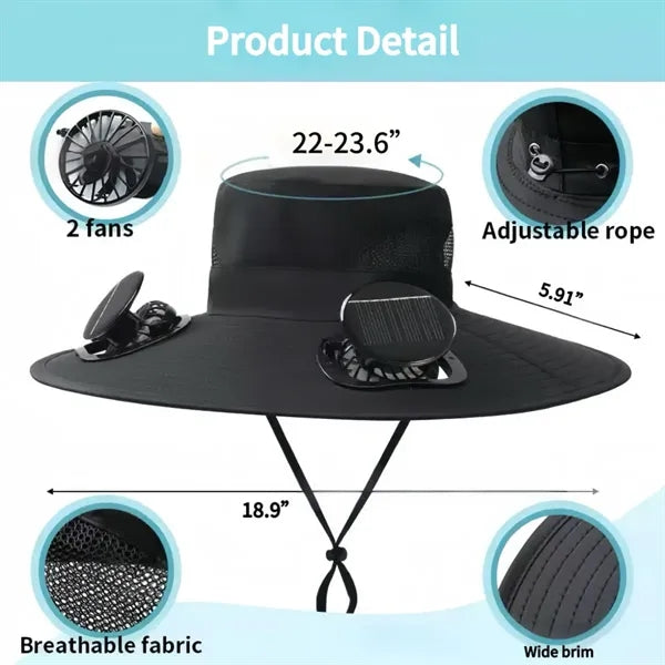 Outdoor Wide-Brim Solar-Powered Fan Sun Hat