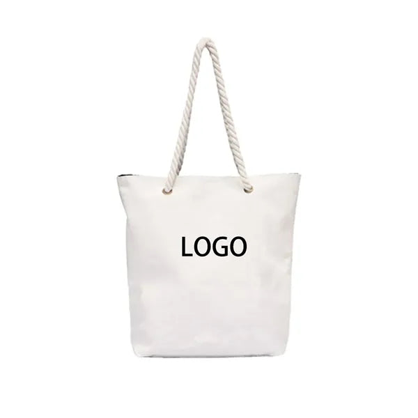 Durable Natural Canvas Rope-Handled Carryall Tote