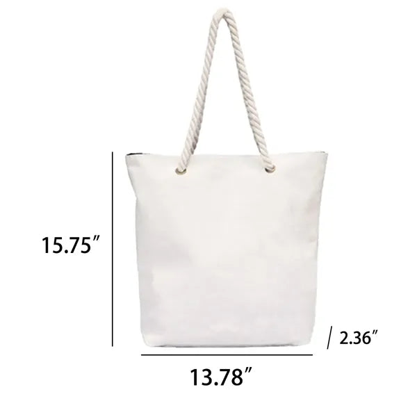 Durable Natural Canvas Rope-Handled Carryall Tote