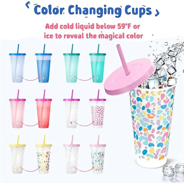 24Oz Color Changing Cup With Lid and Straw