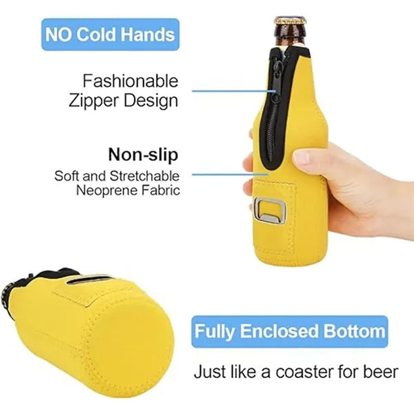 Neoprene Beer Bottle Sleeves With Opener