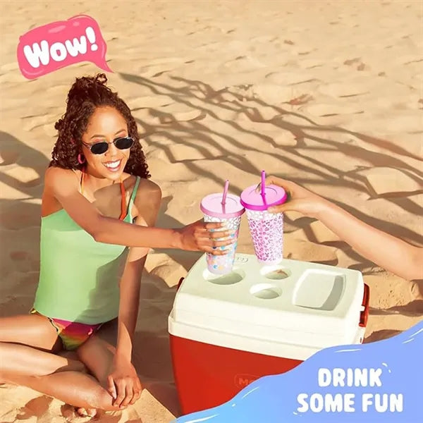 24Oz Color Changing Cup With Lid and Straw