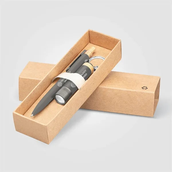 Reborn Recycled Aluminum Bamboo Accented Pen & Flashlight