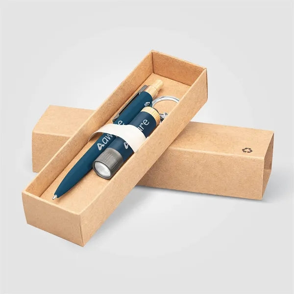 Reborn Recycled Aluminum Bamboo Accented Pen & Flashlight