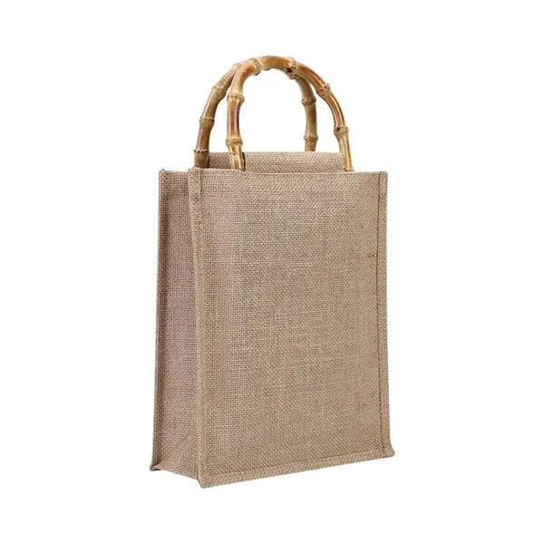 Jute Tote Bag With Bamboo Handle