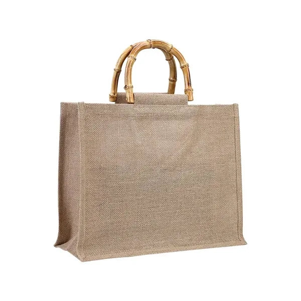 Jute Tote Bag With Bamboo Handle