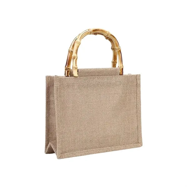 Jute Tote Bag With Bamboo Handle
