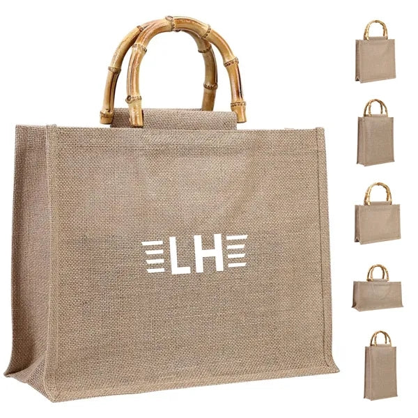 Jute Tote Bag With Bamboo Handle