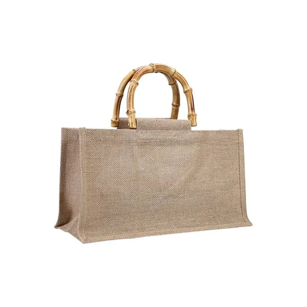 Jute Tote Bag With Bamboo Handle