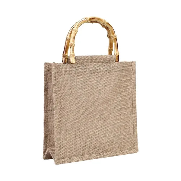 Jute Tote Bag With Bamboo Handle