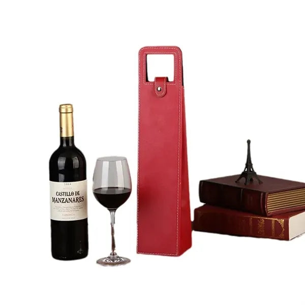 Resuable Leather Wine Tote Bag