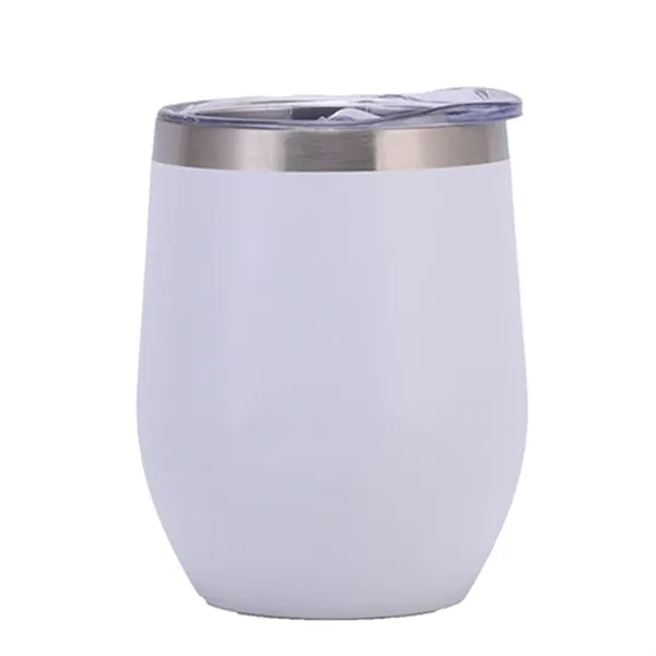 12Oz Stainless Steel Egg-Shaped Vacuum Wine Tumbler With Lid
