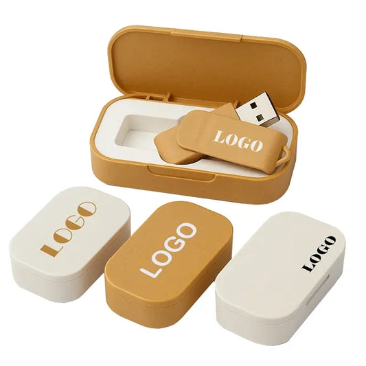Wheat Straw Biodegradable Usb/Flash Drive Gift Set