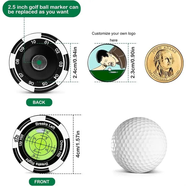 Golf Ball Marker with High Precision Green Reading Aid