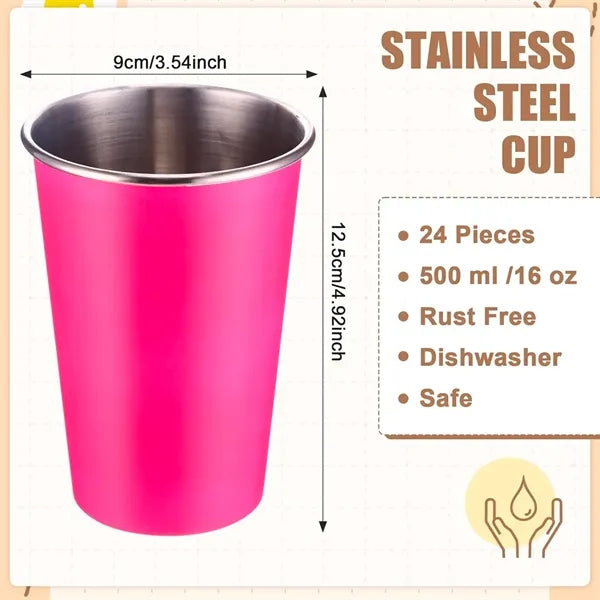 16 oz Pint Cups Stackable Tumblers Metal Drinking Glasses