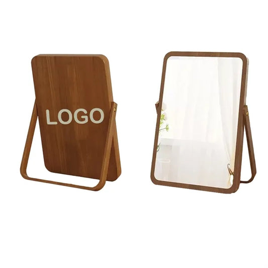 Elegant Wooden Desktop Makeup Mirror
