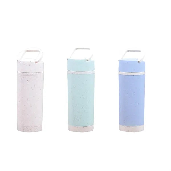 Durable Double-Wall Wheat Straw Tumbler With Carry Handle