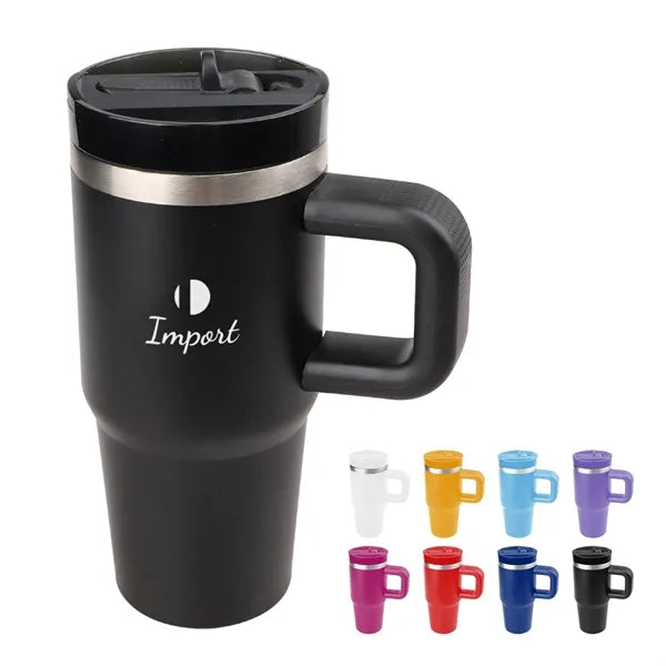 14 Oz Stainless Steel Tumbler with Handle Foldable Straw