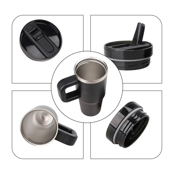 14 Oz Stainless Steel Tumbler with Handle Foldable Straw