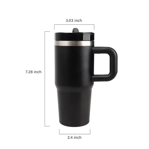 14 Oz Stainless Steel Tumbler with Handle Foldable Straw