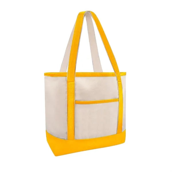 12 OZ Poly Cotton Canvas Boat Tote Bag w/ Reinforced Handle