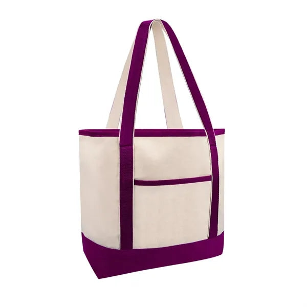 12 OZ Poly Cotton Canvas Boat Tote Bag w/ Reinforced Handle