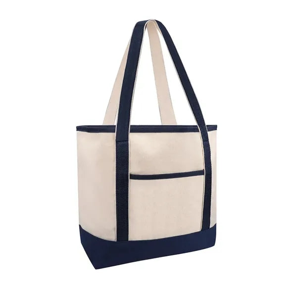 12 OZ Poly Cotton Canvas Boat Tote Bag w/ Reinforced Handle